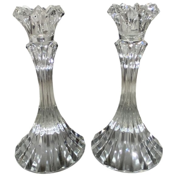 Mikasa Crystal Clear Candle Holders 7 inches Romantic Valentine - Picture 3 of 8